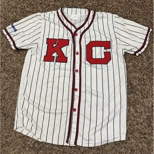 KC Baseball Jersey Pinstripe Match-Up 23 US Bank Shirt Mens Size Large